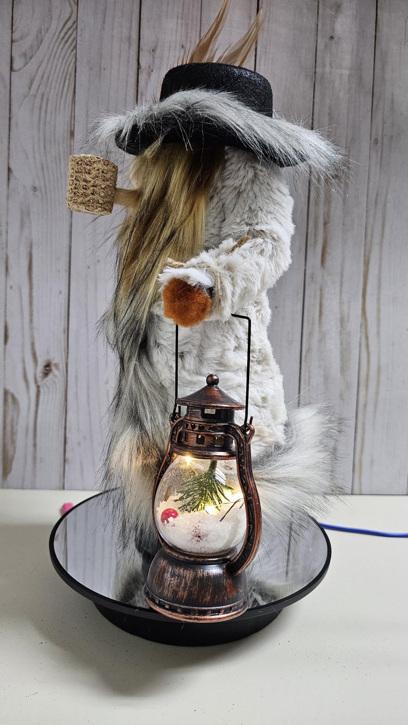 Winter Gnome With Working Lantern Etsy