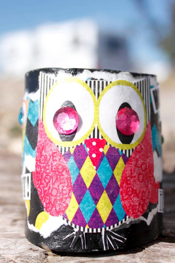 Pink Winged Owl Cuff