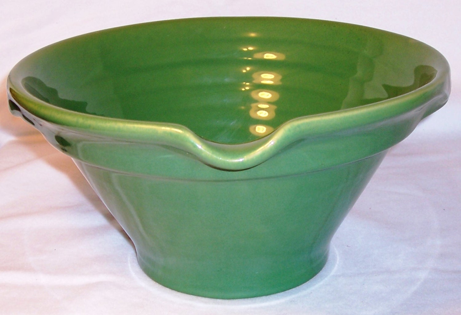 Over and Back yellow ware pottery mixing bowl large green Etsy