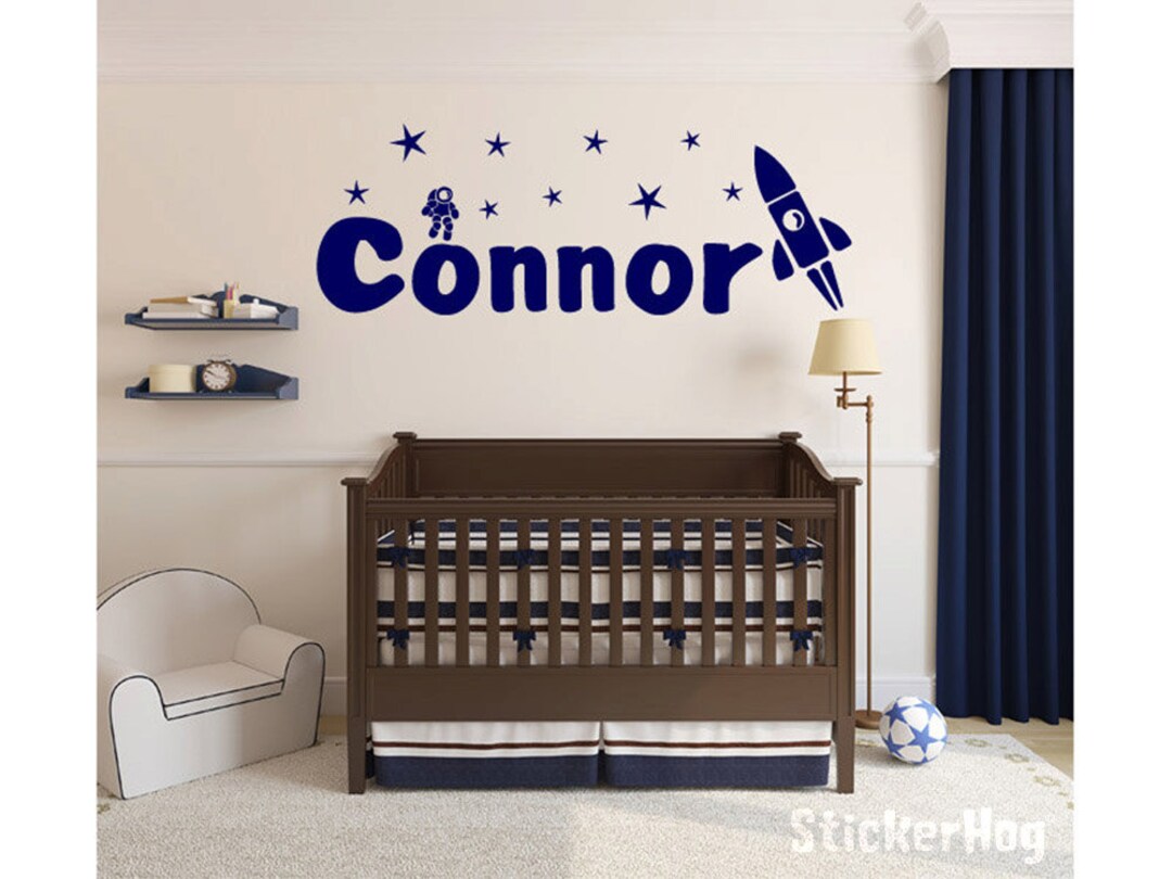 Rocket and Astronaut Name Monogram Wall Decal #4 Boys Kids Wall Decal ...