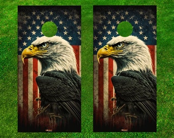 Patriotic Eagle Cornhole Wraps