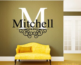 Personalized Family Name Wall Decal Monogram #28 Living and Family Room Vinyl Wall Decal Graphics Bedroom Home Decor