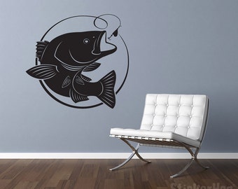 Large Mouth Bass Vinyl Wall Decal 29"x29" Home Decor for Man Caves