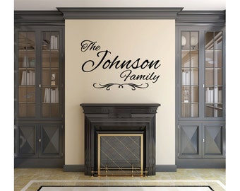 Personalized Family Name Wall Decal Monogram #10 Living and Family Room Vinyl Wall Decal Graphics Bedroom Home Decor