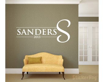 Personalized Family Name Wall Decal Monogram #14 Living and Family Room Vinyl Wall Decal Graphics Bedroom Home Decor