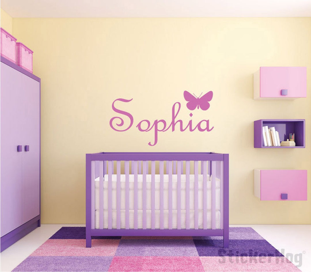 Butterfly Monogram Name Girls Nursery Room Vinyl Wall Decal Graphics 20 ...