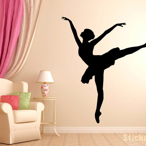 Ballerina Dancer Ballet Wall Decal Silhouette #4 Wall Decal Vinyl Sticker Home Bedroom Wall Home Studio Decor Sizes from 22" to 60" tall