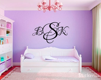 Personalized Initial Monogram Name #3 Girls Nursery Room Vinyl Wall Decal Graphics Bedroom Home Decor
