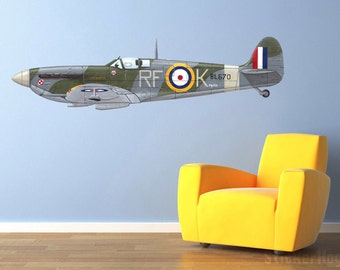 Army Airplane RAF Spitfire Aircraft Military Vinyl Wall Decor Stickers Decal A24 