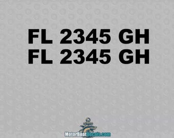 Arial Black 1C Boat Registration Decals (3" tall x 24" wide)