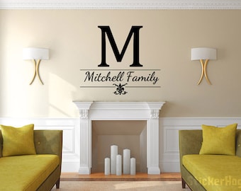 Personalized Family Name Wall Decal Monogram #19 Living and Family Room Vinyl Wall Decal Graphics Bedroom Home Decor