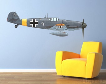 World War 2 Airplane Messerschmidt Bf-109G Wall Decal Vinyl Aviation Sticker 20x7" Home Decor