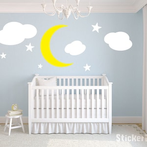 Moon stars and clouds kids room vinyl wall decal graphic 20&quot; Tall Home Decor