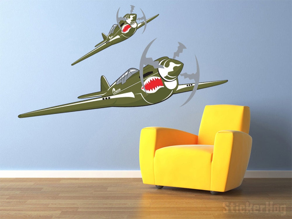 Vintage Flying Tigers P40 Warhawk World War 2 Airplane Wall Decal Vinyl ...