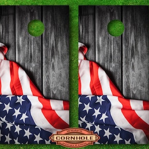 Draped American Flag Cornhole Board Decal Wraps