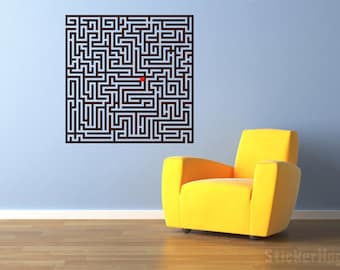 Maze with Your Are Here Spot Wall Decal Vinyl 36" x 36"