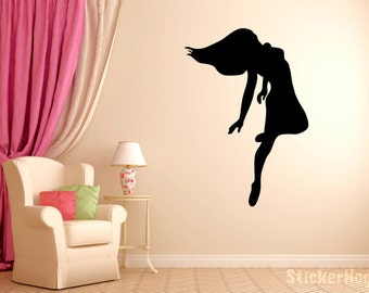 Leaping Dancer Wall Decal Silhouette #2 Wall Decal Vinyl Sticker Home Bedroom Wall Home Studio Decor Sizes from 22" to 60" tall