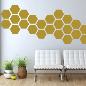 Honeycomb Wall Decor, Gold Honeycomb Wall Decals, Hexagon Vinyl Wall Decal,  Modern Wall Decor, Geometric Wall Decals, Honey Comb Vinyl 651SE -   Denmark