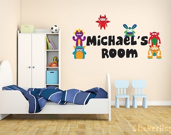 Custom Boys Silly Monsters Nom Monogram Décalcomanie #2 Chambre de crèche Vinyle Mur Décalcomanies Graphiques Bébé Chambre Décoration intérieure