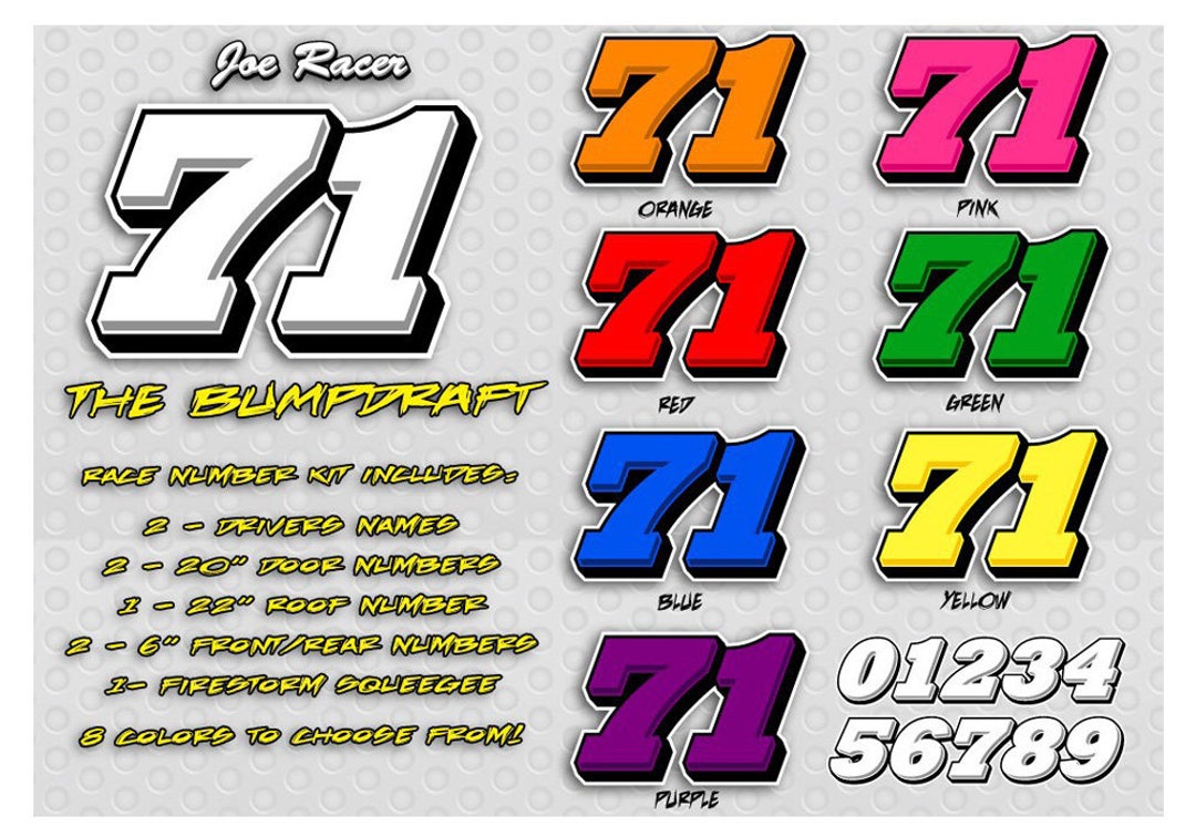 Race Car Numbers Decal Package Kit Late Model, Street Stock Etsy
