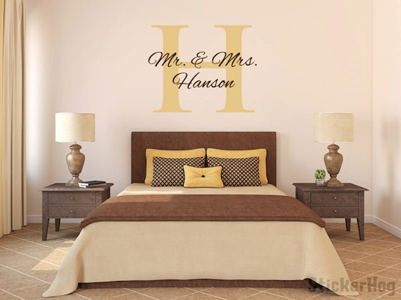 Matrimonio pareja nombre monograma vinilo pared calcomanía gráficos  dormitorio Home Decor