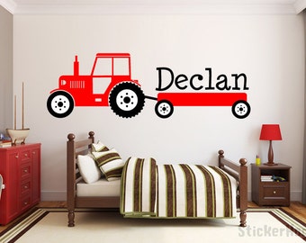 Boys Tractor Name Monogram Decal #3 Nursery Room Vinyl Wall Decal Graphics Boys Baby Bedroom Home Decor