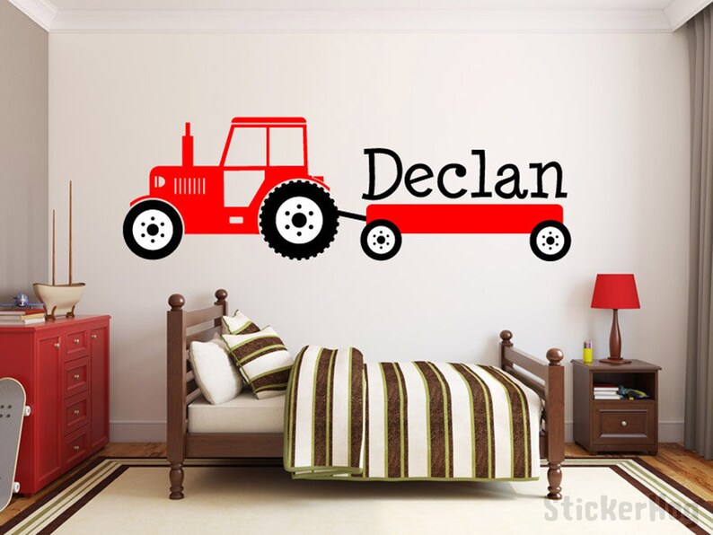 Boys Tractor Name Monogram Decal 3 Nursery Room Vinyl Wall Etsy