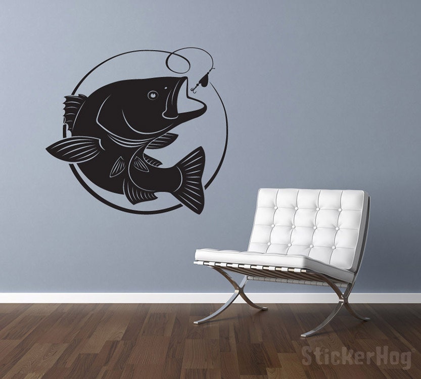Large Mouth Bass Vinyl Wall Decal Home Decor for Man Caves 