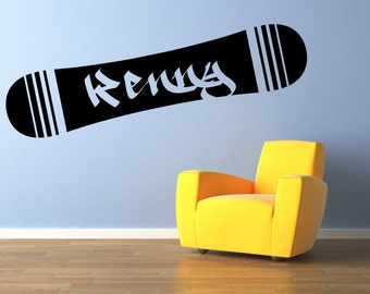 Large Snowboard  wall decal Name Monogram 46"x10" Home Decor