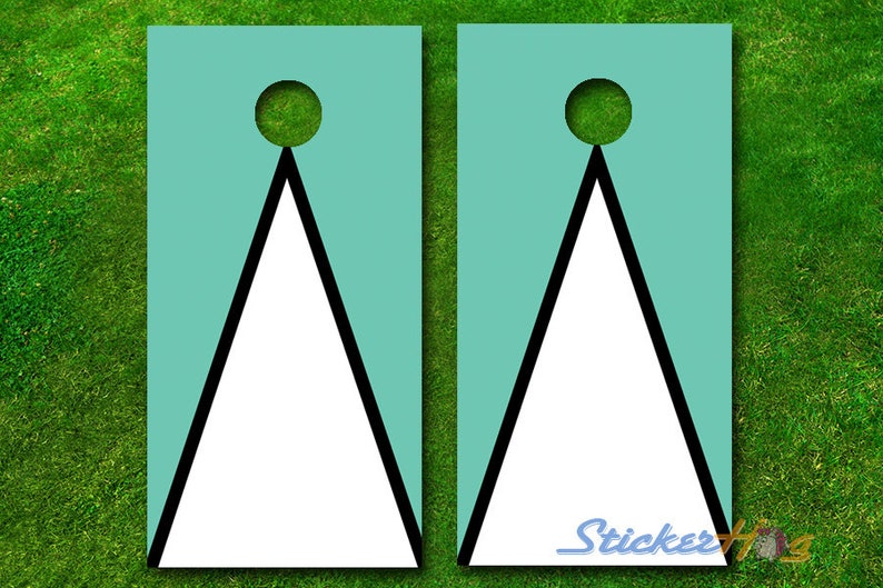 Custom Three Color Triangle Cornhole Board Decal Wraps image 1