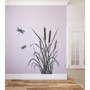 Dragonfly and Cattails Vinyl Wall Decal Graphics Bedroom Home Decor 32"x36"