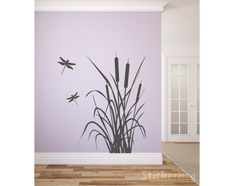 Dragonfly and Cattails Vinyl Wall Decal Graphics Bedroom Home Decor 32"x36"