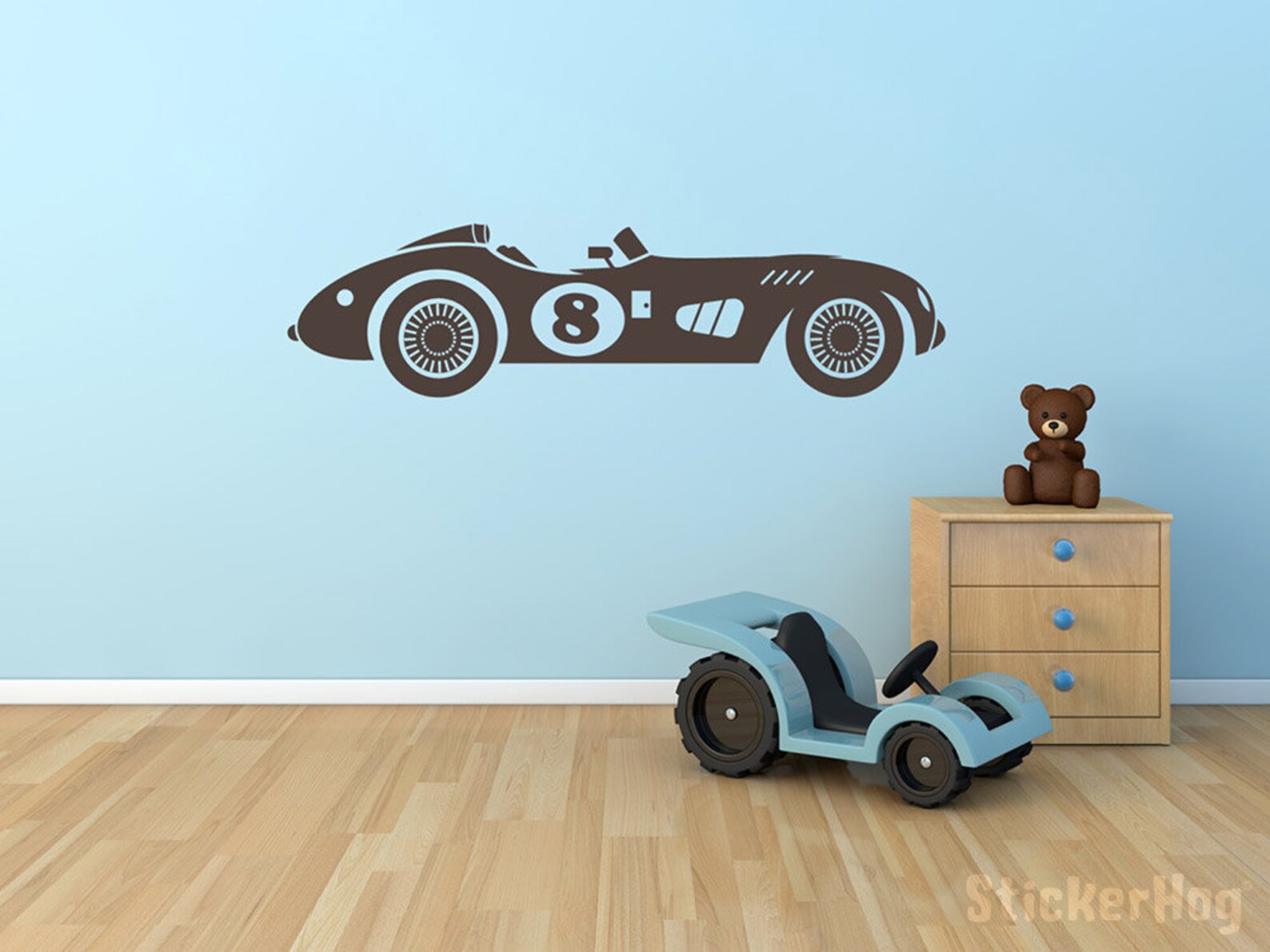 Race Car Wall Decal Vintage Race Car for Boys or Childs Room Etsy