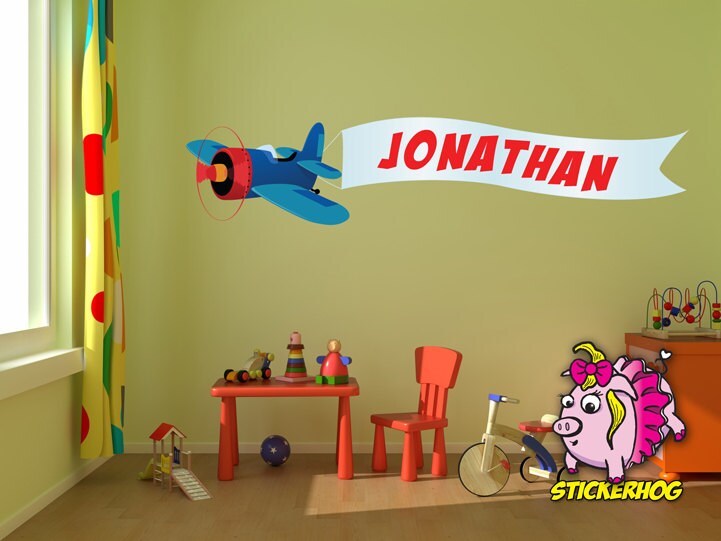 Sky Writer Monogram Name Airplane Wall Decal Vinyl Boys Room Sticker 36 ...
