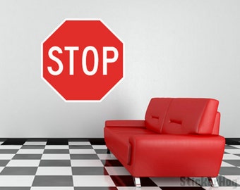 Stop Sign Traffic Sign Repositionable Wall Decal 22"x22" Home Decor