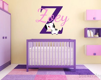 Personalized Zebra Print and Name Monogram 1 Wall Vinyl - Etsy