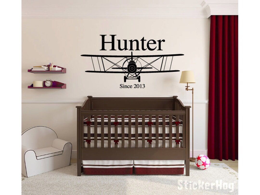 Personalized Biplane Airplane Name Monogram #3 Boys Children's Room ...