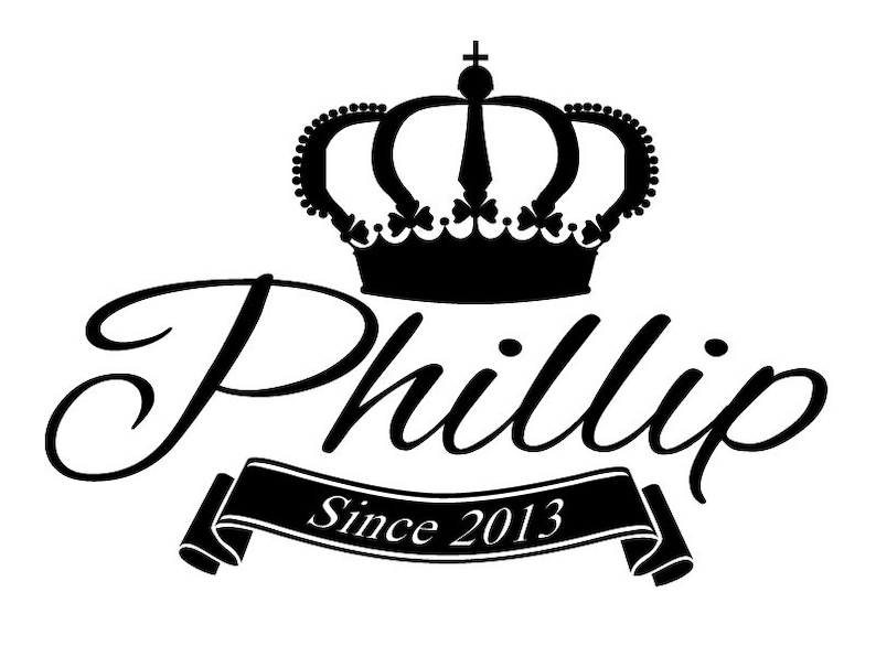 King Crown Name Wall Decal Monogram Boys Kids Wall Decal Vinyl Sticker Home Bedroom Wall Decor