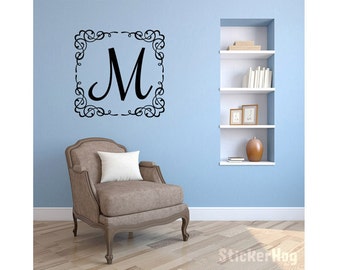 Personalized Family Name Initial Wall Decal Monogram #20 Living and Family Room Vinyl Wall Decal Graphics Bedroom Home Decor