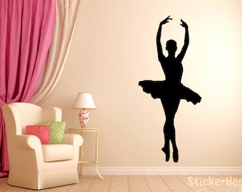 Ballerina Dancer Ballet Wall Decal Silhouette #3 Wall Decal Vinyl Sticker Upgrade to 50" from 22" Tall