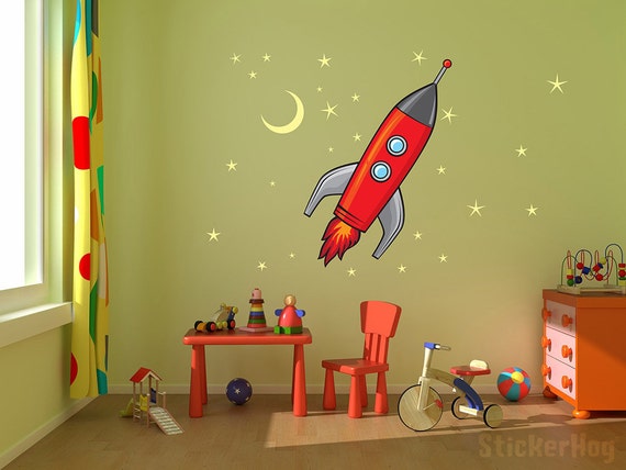 Large Rocket Wall Decals - Peel & Stick Space Wall Art For Kids Room, Nursery - View #7