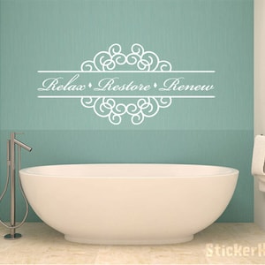 Relax Restore Renew Bathroom Vinyl Wall Decal #1 Graphics Home Decor