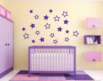 Stars kids room vinyl wall decal graphic set 24"x20" Sheet Home Decor