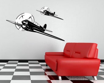 Vintage World War 2 Airplane Wall Decal Vinyl Aviation Sticker Home Decor