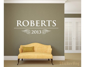 Personalized Family Name Wall Decal Monogram #17 Living and Family Room Vinyl Wall Decal Graphics Bedroom Home Decor