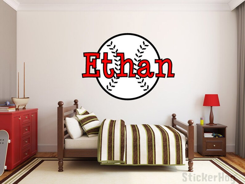 Baseball Name Monogram Nursery Room Vinyl Wall Decal Graphics 28 Tall Girls Boys Kids Bedroom Decor