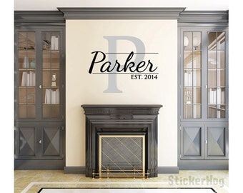 Personalized Family Name Wall Decal Monogram #23 Living and Family Room Vinyl Wall Decal Graphics Bedroom Home Decor