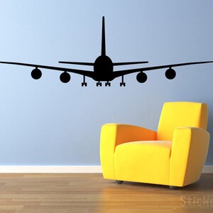 Airliner Airplane Wall Decal Front View 60&quot;x19&quot; Vinyl Wall Decal Graphics