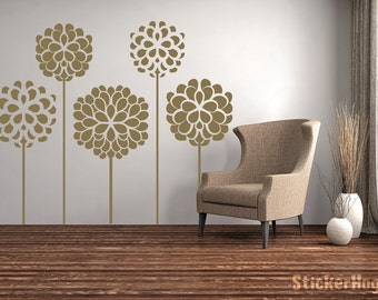 Chrysanthemums Decorative Flowers #3 Floral Wall Decals Graphic Vinyl Sticker Bedroom Living Room Wall Home Decor