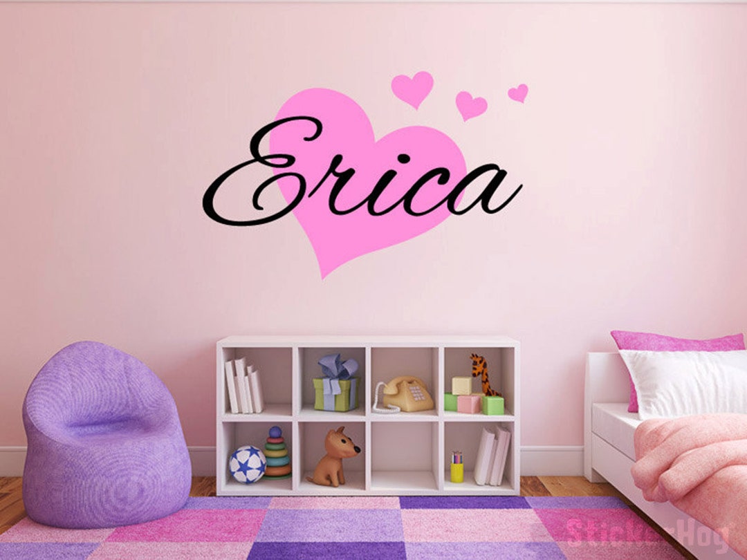 Personalized Hearts Name Monogram Girls Bedroom Vinyl Wall Decal ...